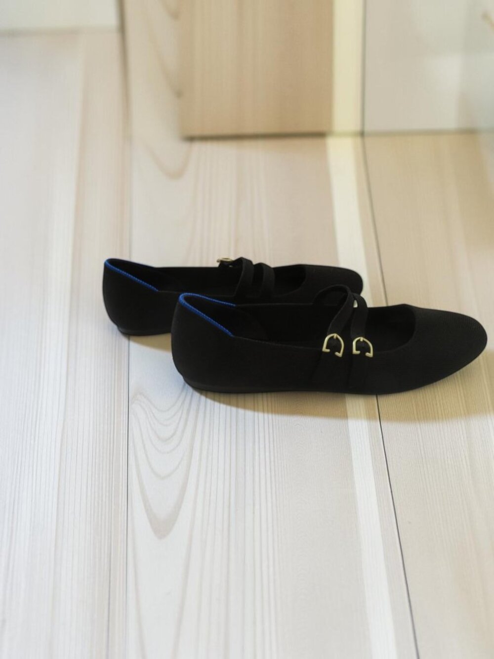 Rothy's "The Double Buckle Mary Jane" Black w/Blue Trim, Size 8 - NWOT - Picture 8 of 10